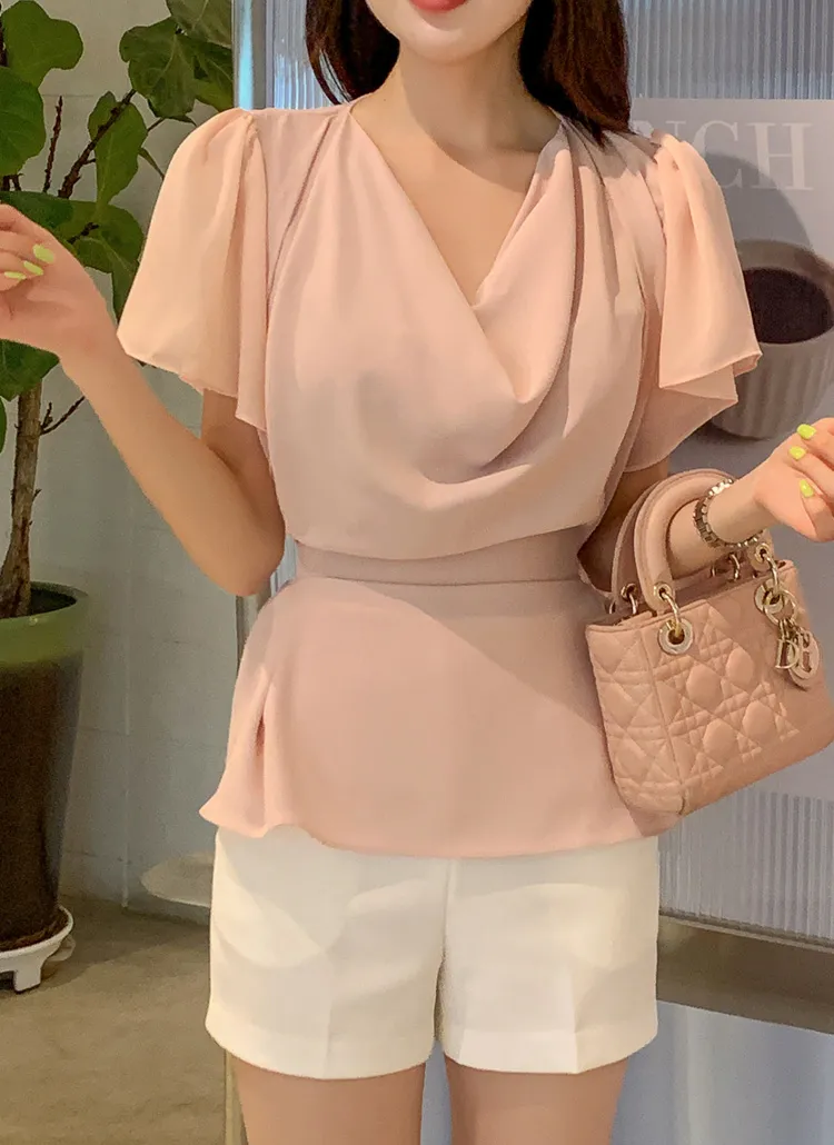 ドレープシフォン半袖ブラウス | highclassic | 詳細画像1