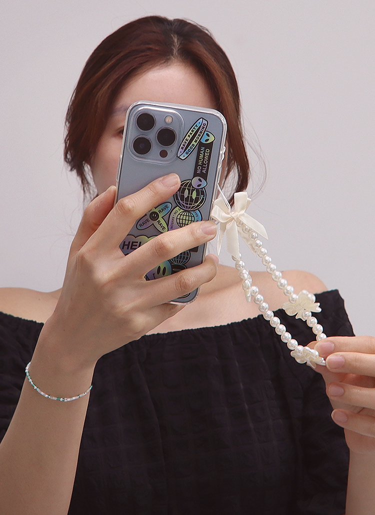 リボンハートエコパールスマホストラップ レディースファッション通販 DHOLIC