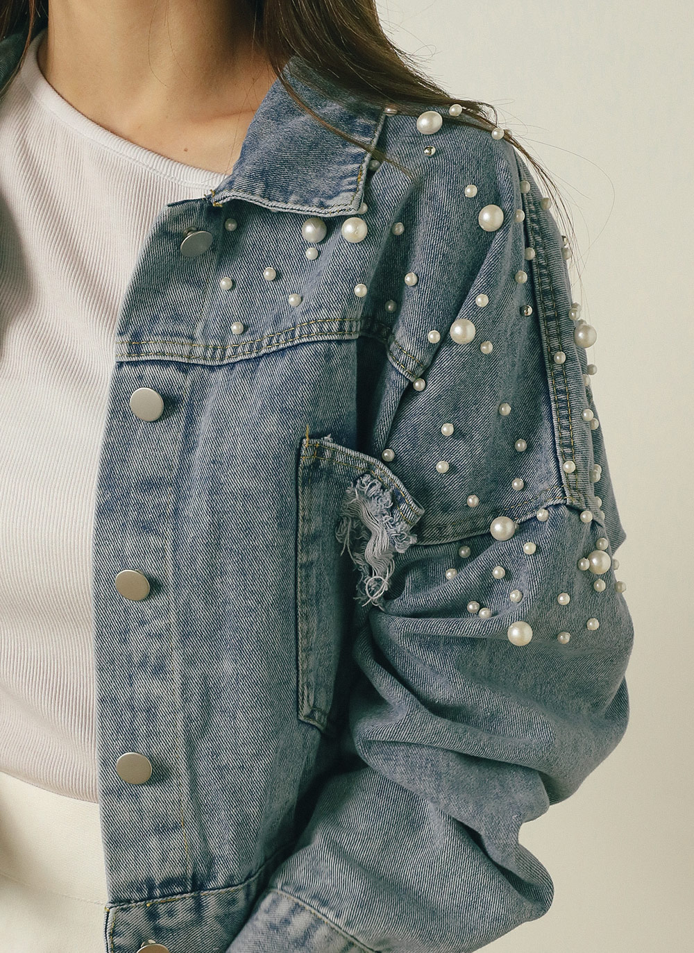 MECRE 箔デニム　ジャケット　メクル　デニムジャケット MECRE（メクル）の「グラデーションコーティングデニム