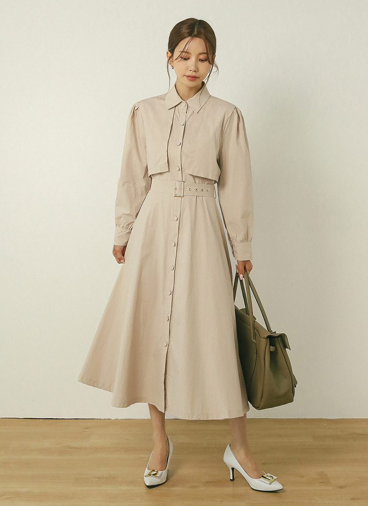 ベルト付ガンフラシャツワンピース | レディースファッション通販 - DHOLIC