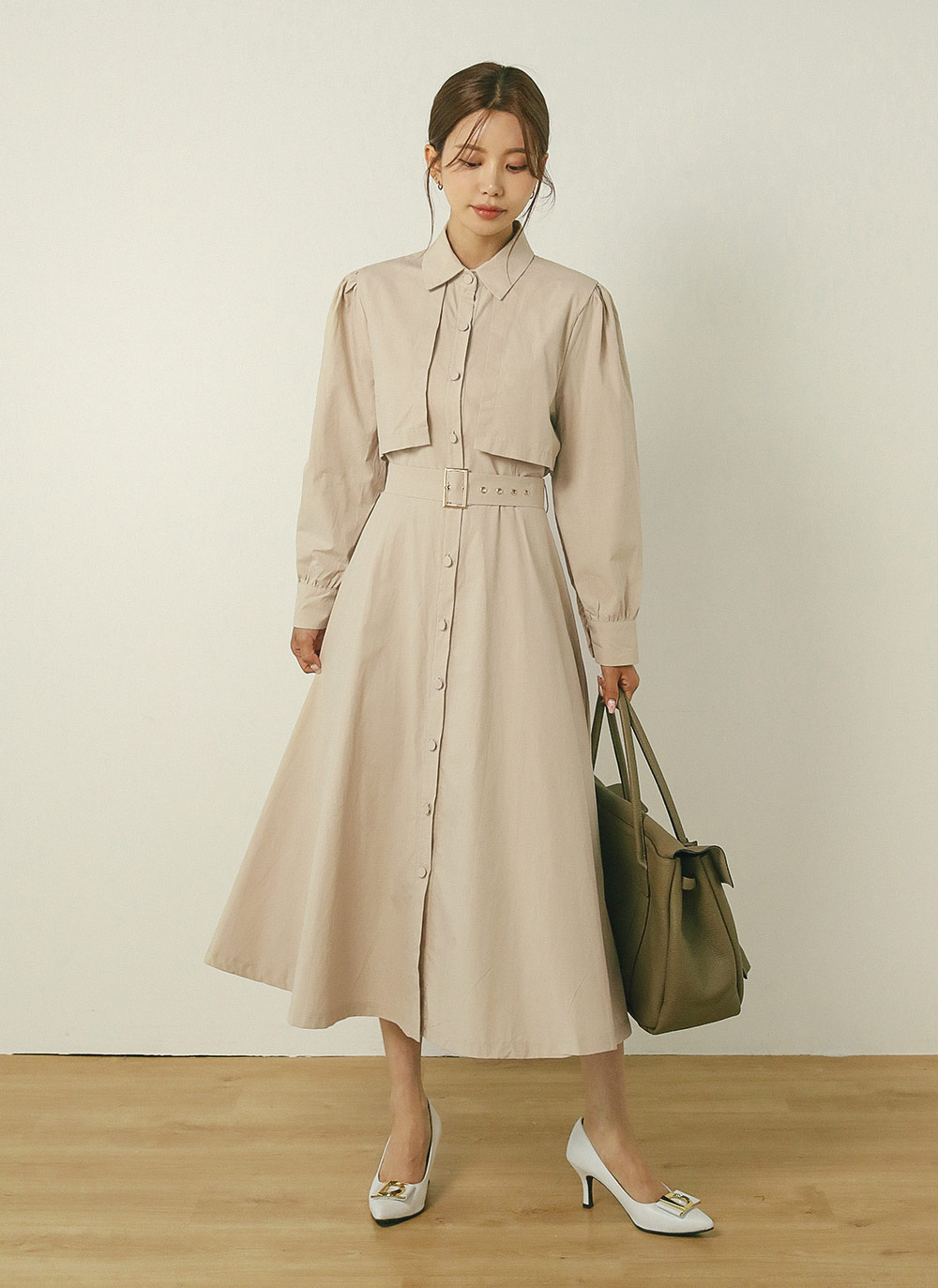 ベルト付ガンフラシャツワンピース | レディースファッション通販 - DHOLIC