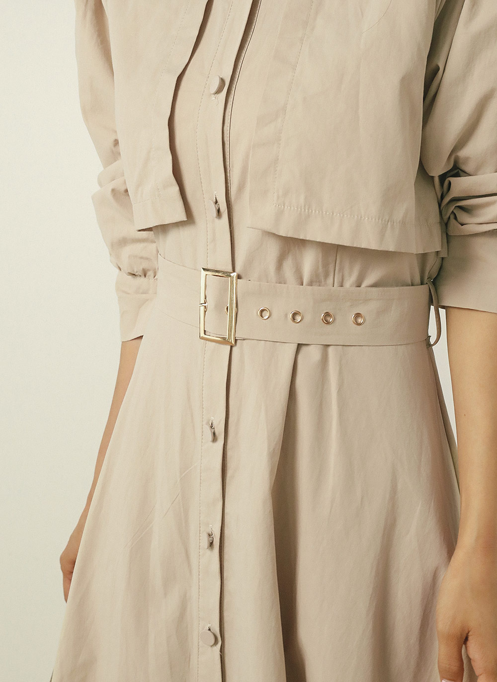 ベルト付ガンフラシャツワンピース | レディースファッション通販 - DHOLIC