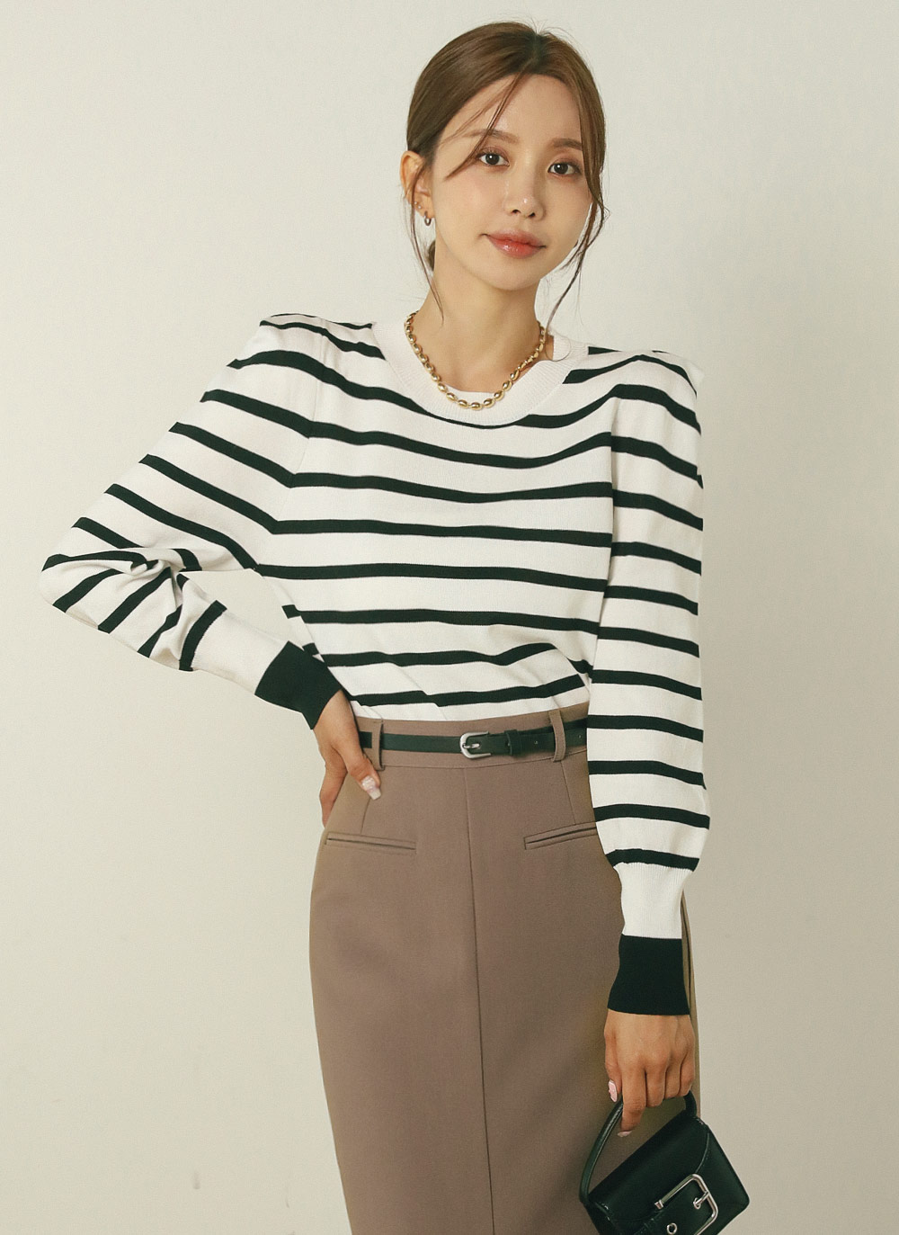 パワーショルダーボーダーニット | DHOLIC | 詳細画像3