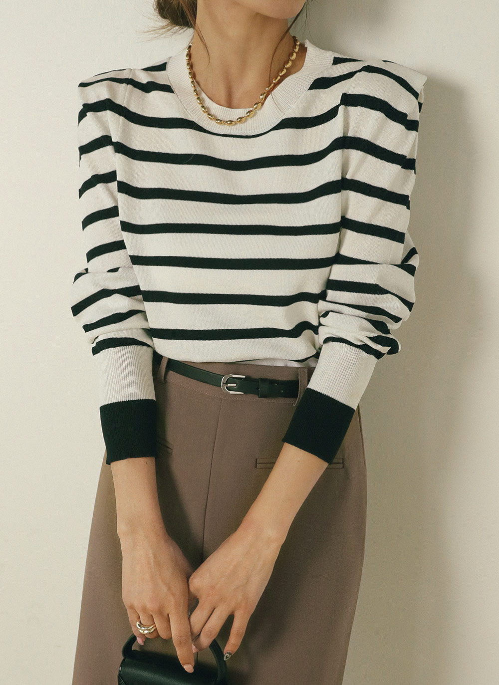 パワーショルダーボーダーニット | DHOLIC | 詳細画像4