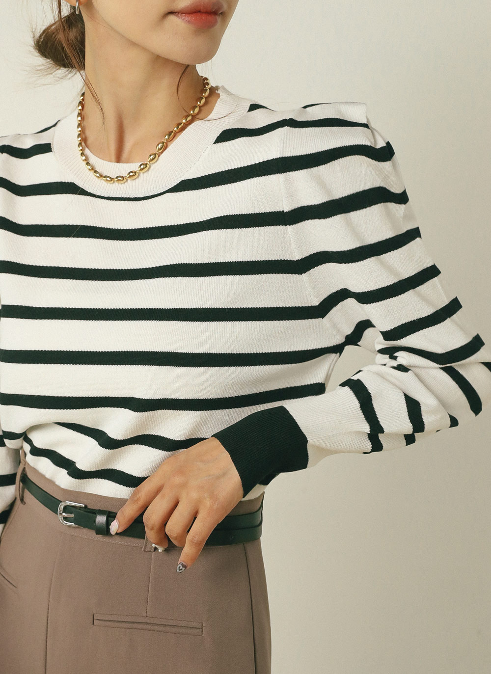 パワーショルダーボーダーニット | DHOLIC | 詳細画像7