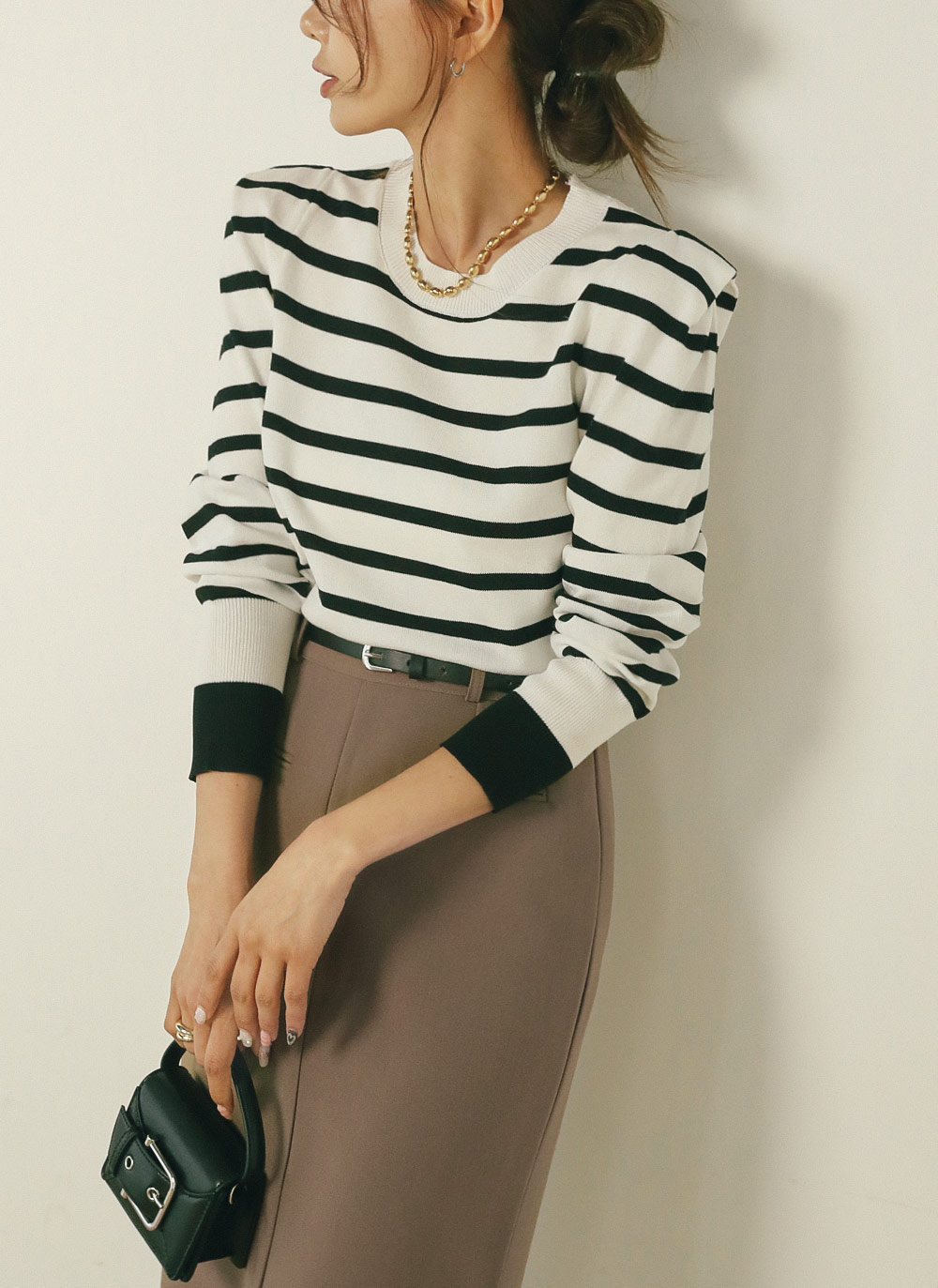 パワーショルダーボーダーニット | DHOLIC | 詳細画像9