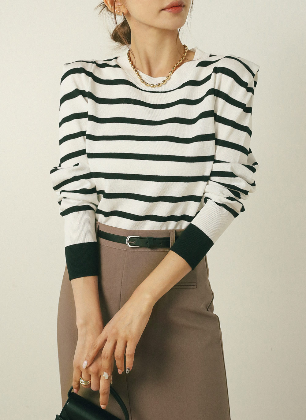 パワーショルダーボーダーニット | DHOLIC | 詳細画像14