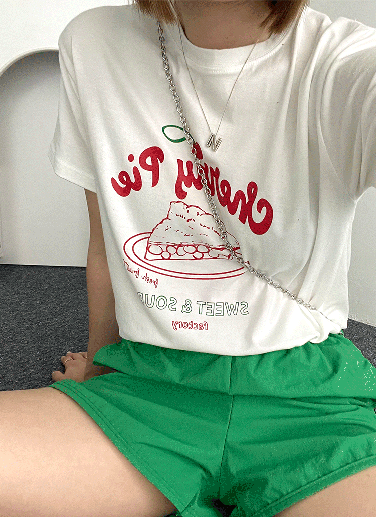 チェリーパイレタリング半袖Tシャツ レディースファッション通販 DHOLIC