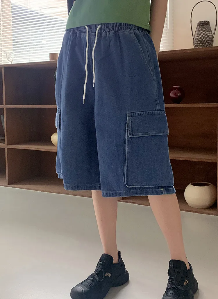 デニムカーゴストリング5分丈パンツ | WONDERWONDER | 詳細画像1