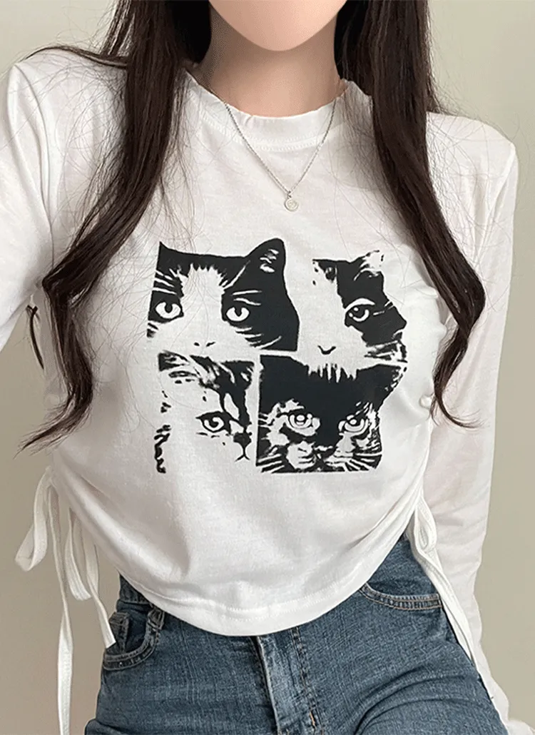 catsプリントシャーリングTシャツ | peelrang | 詳細画像1