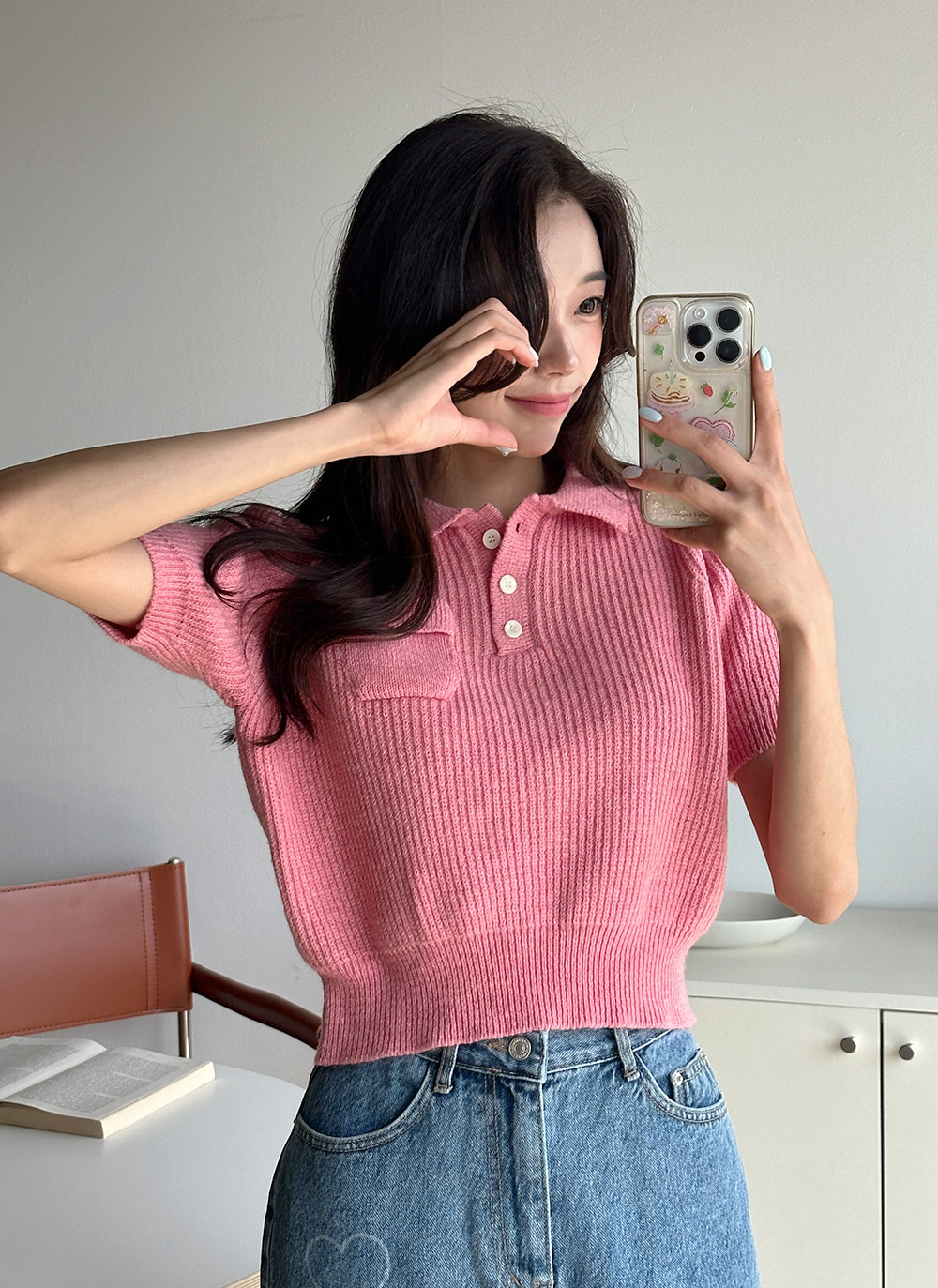 カシミヤ混ポロカラーポケットニット | DHOLIC | 詳細画像3