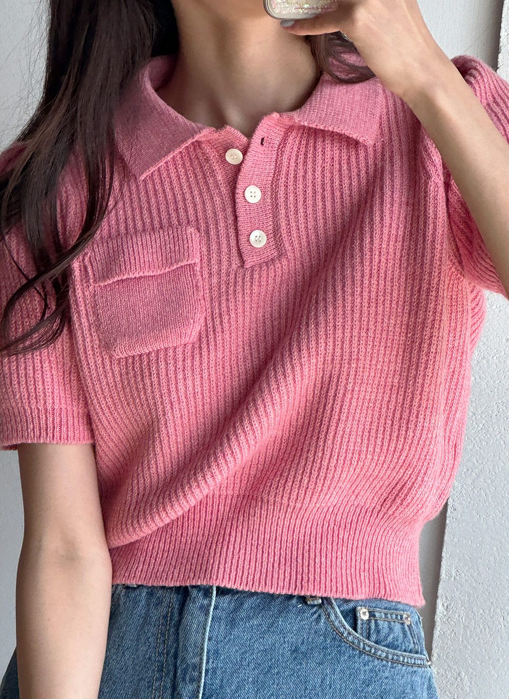 カシミヤ混ポロカラーポケットニット | DHOLIC | 詳細画像4