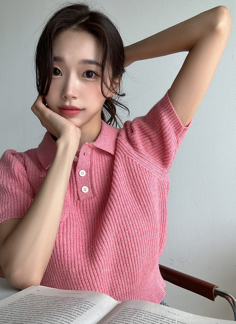 カシミヤ混ポロカラーポケットニット | DHOLIC | 詳細画像8