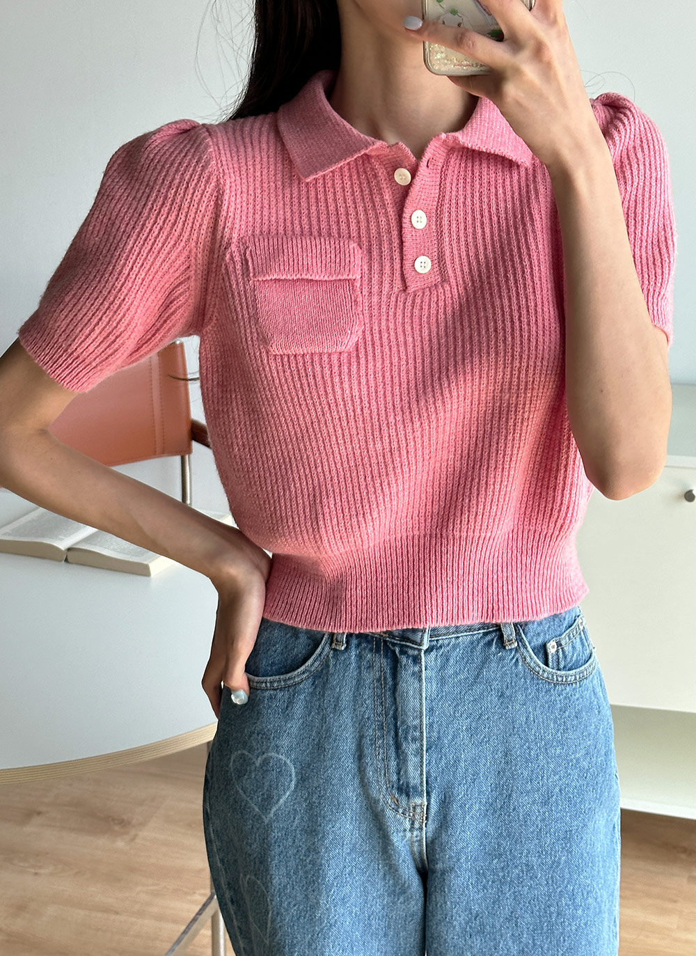 カシミヤ混ポロカラーポケットニット | DHOLIC | 詳細画像10