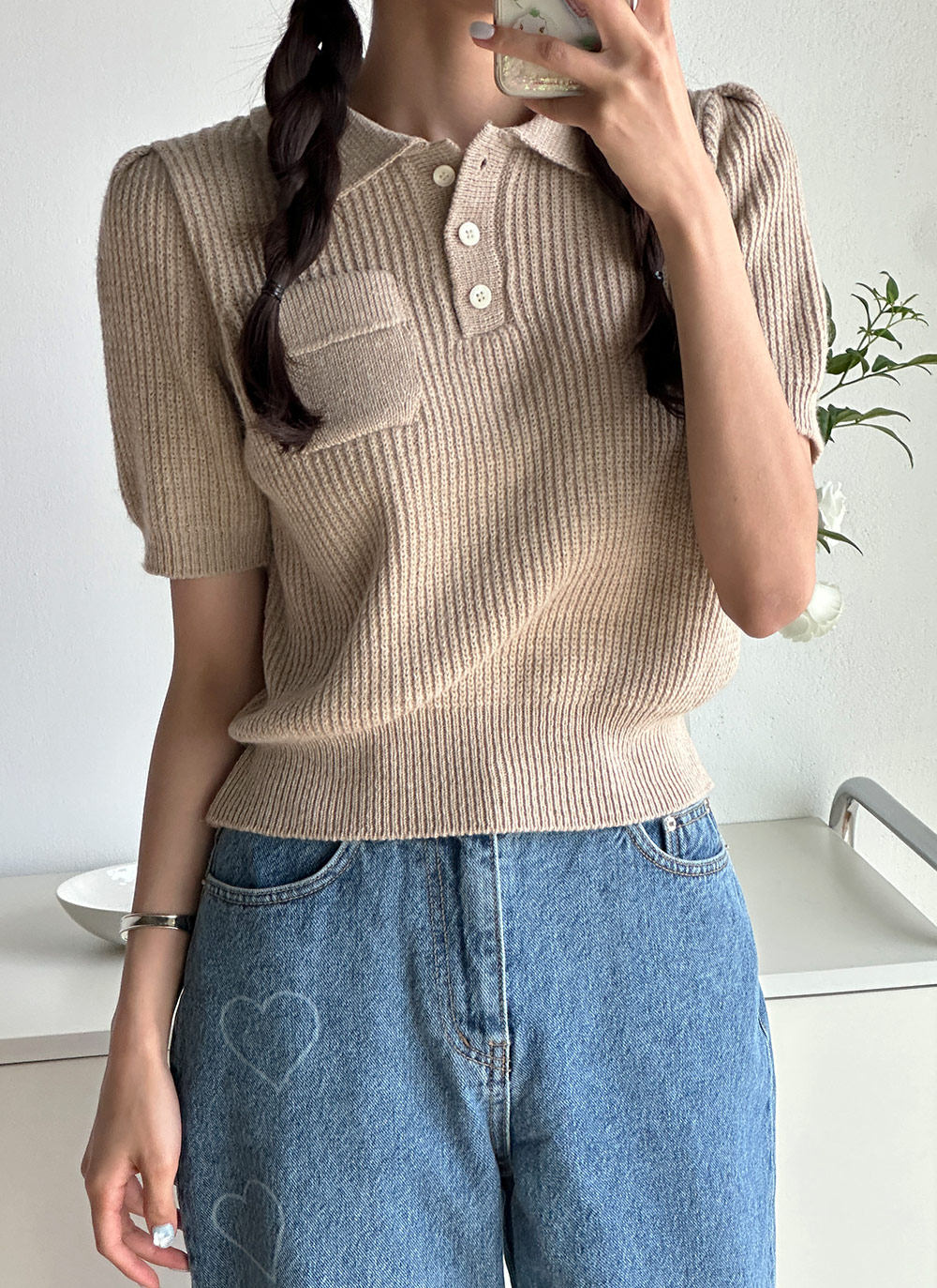 カシミヤ混ポロカラーポケットニット | DHOLIC | 詳細画像13