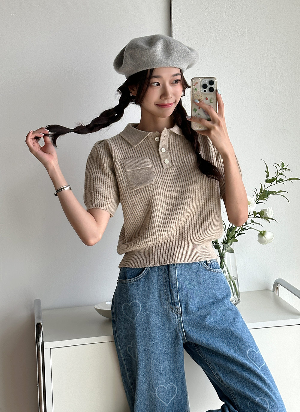 カシミヤ混ポロカラーポケットニット | DHOLIC | 詳細画像14