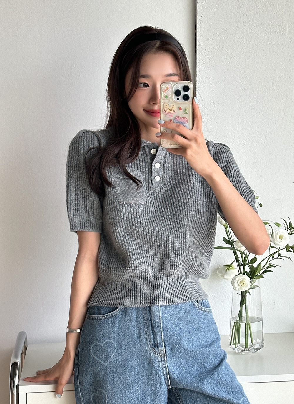 カシミヤ混ポロカラーポケットニット | DHOLIC | 詳細画像16