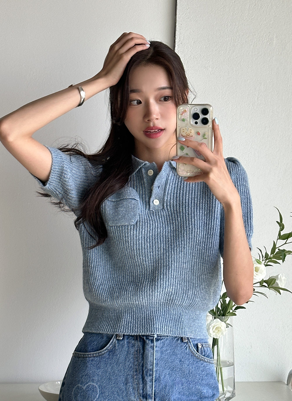 カシミヤ混ポロカラーポケットニット | DHOLIC | 詳細画像18