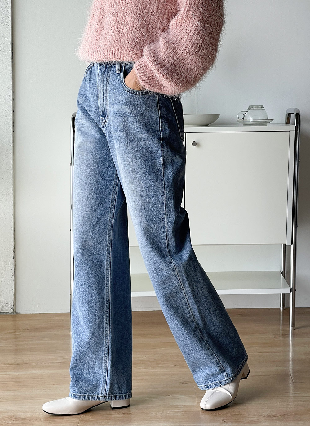 バックハートストレートデニムパンツ | レディースファッション