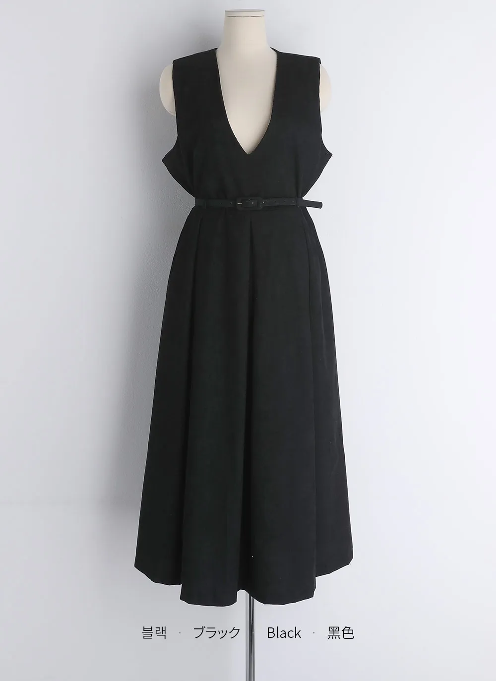 LEMAIRE 際どく シャツ ワンピース ノースリーブ Vネック 綿 ロング ドレス
