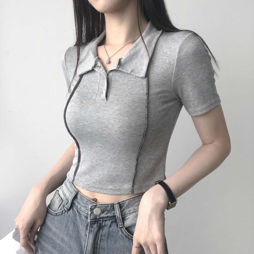 スナップボタンラインカラーTシャツ | lilisense | 詳細画像9