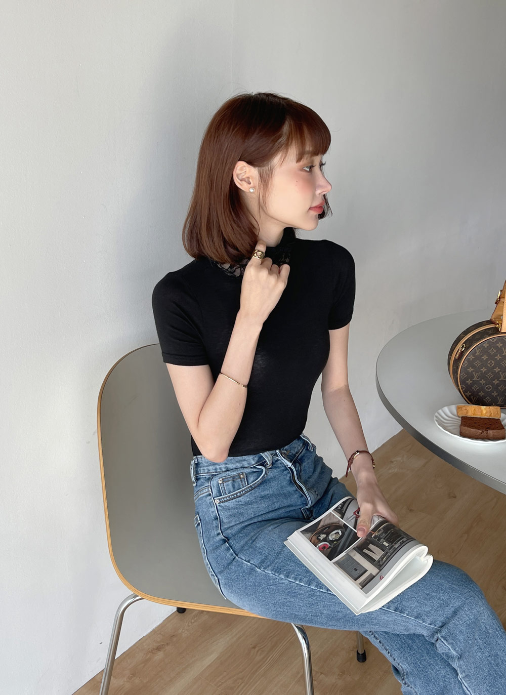 レースアームカバー付ハイネックTシャツ | レディース