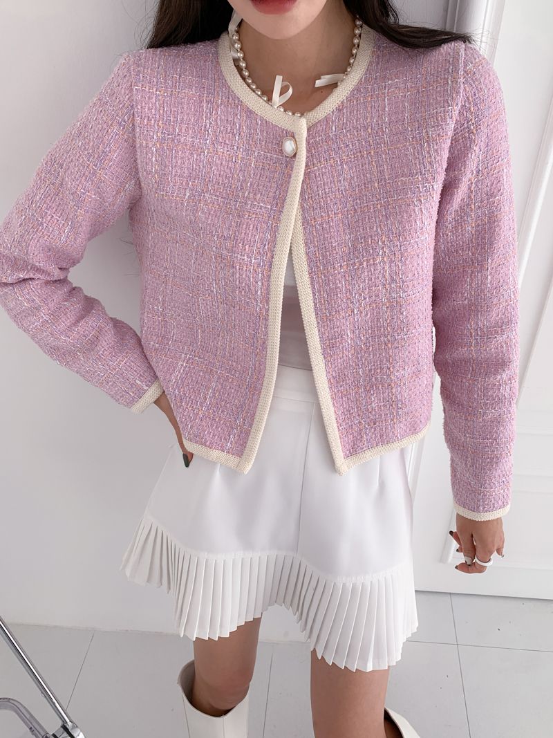 ウール調 ツイードジャケット パールボタン301229 READYMADE - TWEED HOBO JACKET PEARL BUTTON / ツイード