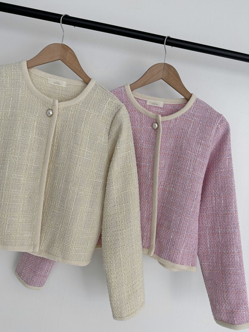 ウール調 ツイードジャケット パールボタン301229 READYMADE - TWEED HOBO JACKET PEARL BUTTON / ツイード