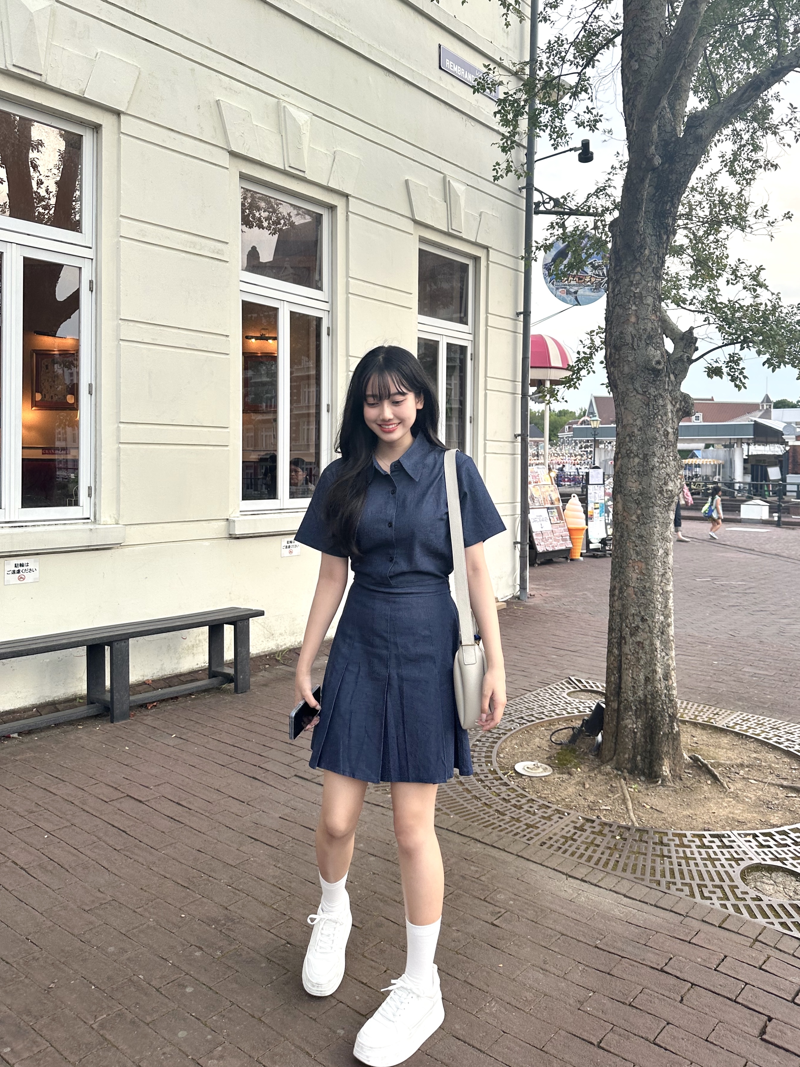 デニムライクプリーツミニワンピース | レディースファッション