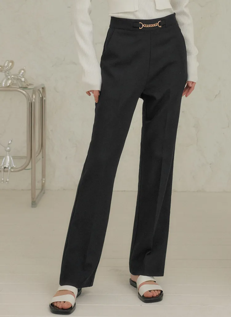 ウエストチェーンスラックスパンツ(BLACK) | GENERALIDEA | 詳細画像1
