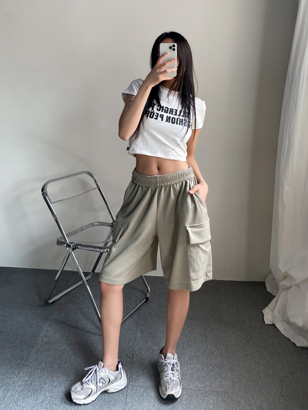 イージーワイドハーフカーゴパンツ | レディースファッション