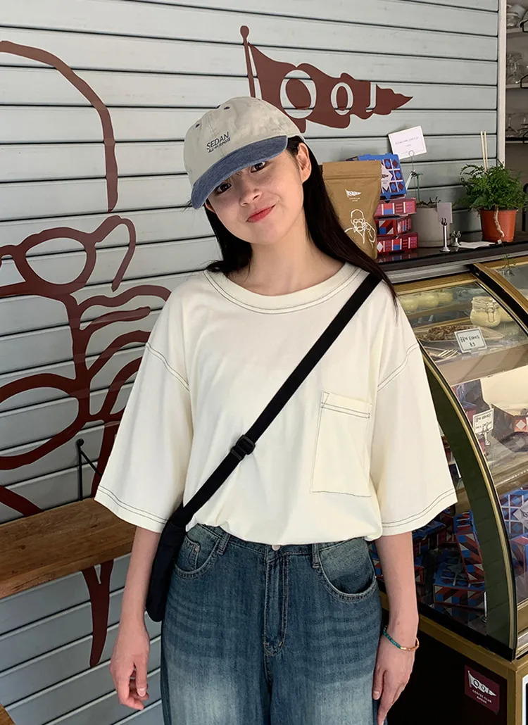 ステッチワンポケオーバーTシャツ | baon | 詳細画像1