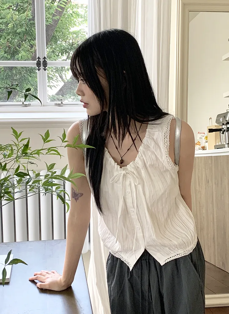 パンチングレースボタンノースリーブ | WONDERWONDER | 詳細画像1