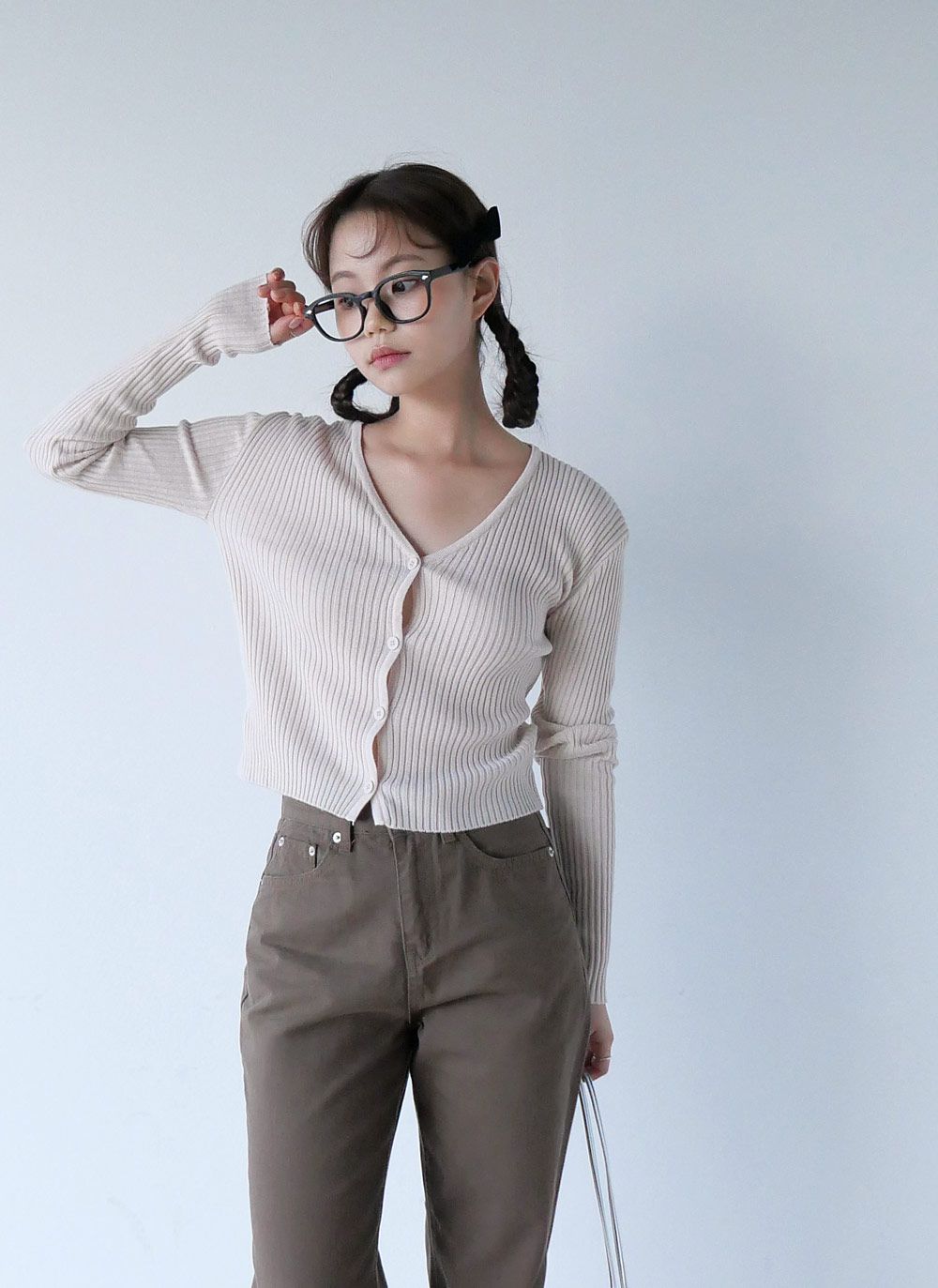 バンブー混Vネックスリムカーディガン | 詳細画像12