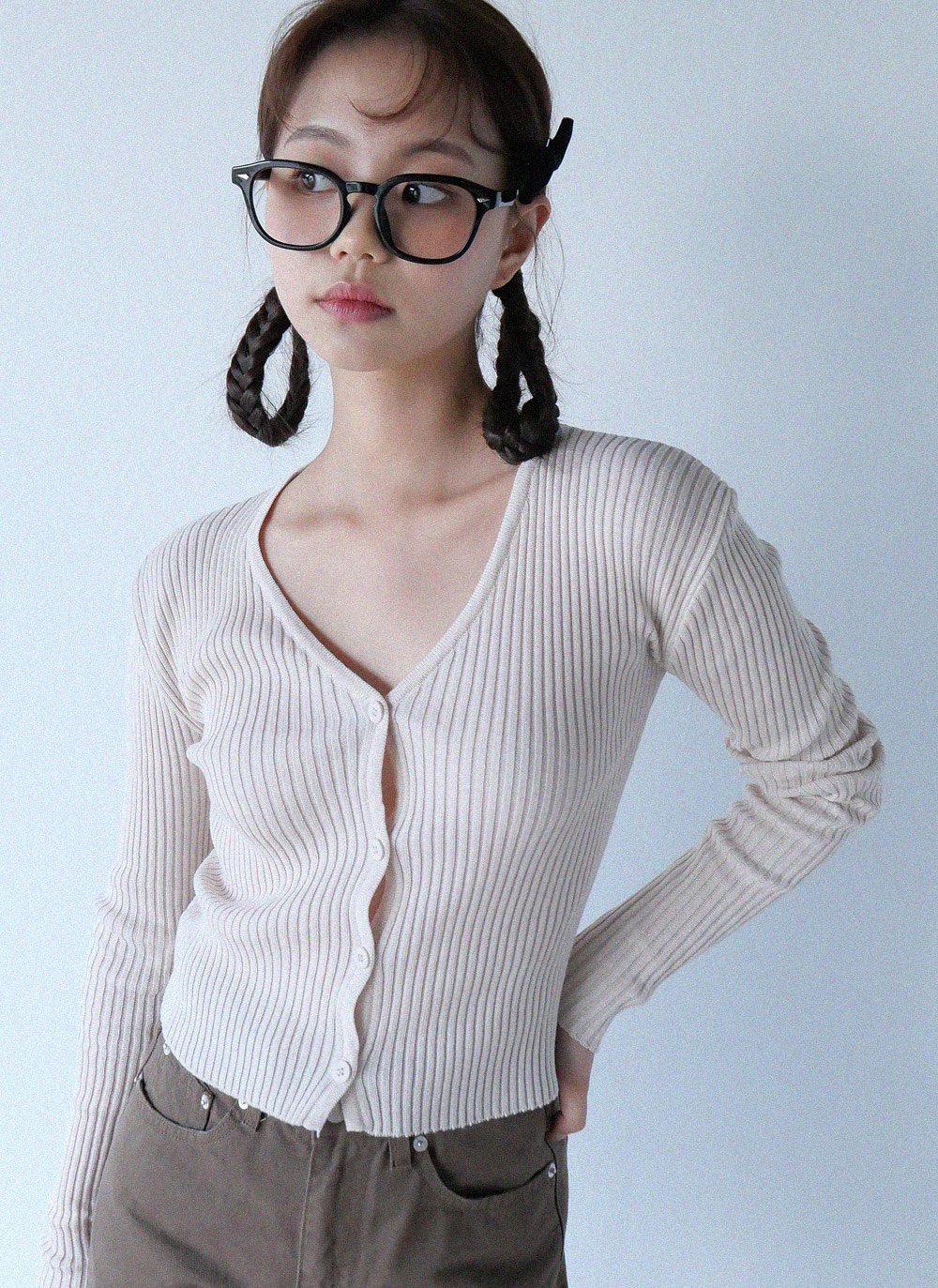 バンブー混Vネックスリムカーディガン | 詳細画像13