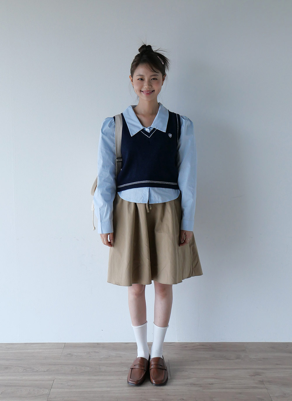 パフシャツ&刺繍ニットベストSET | レディースファッション通販