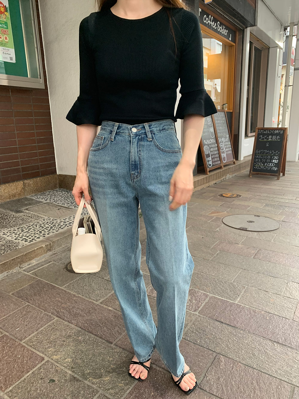 センタープレスストレートデニムパンツ | レディース