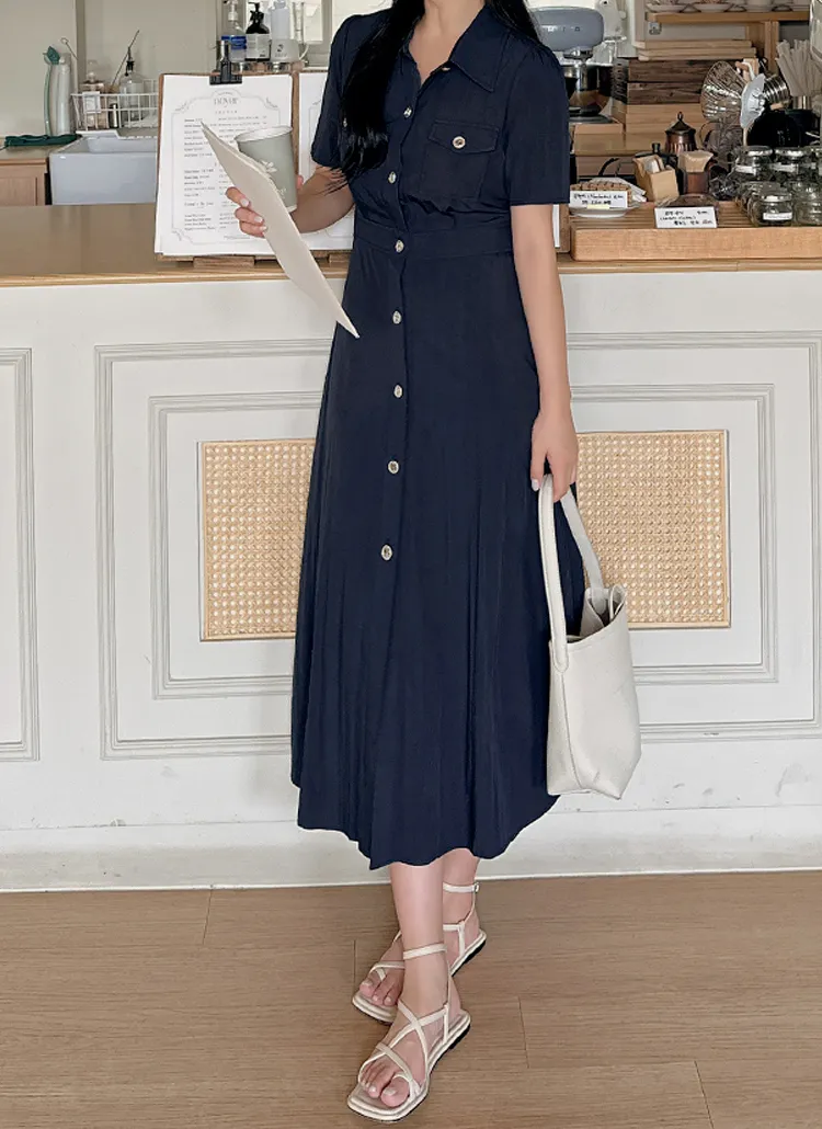 ボタンウエストマークシャツワンピース | レディースファッション通販  