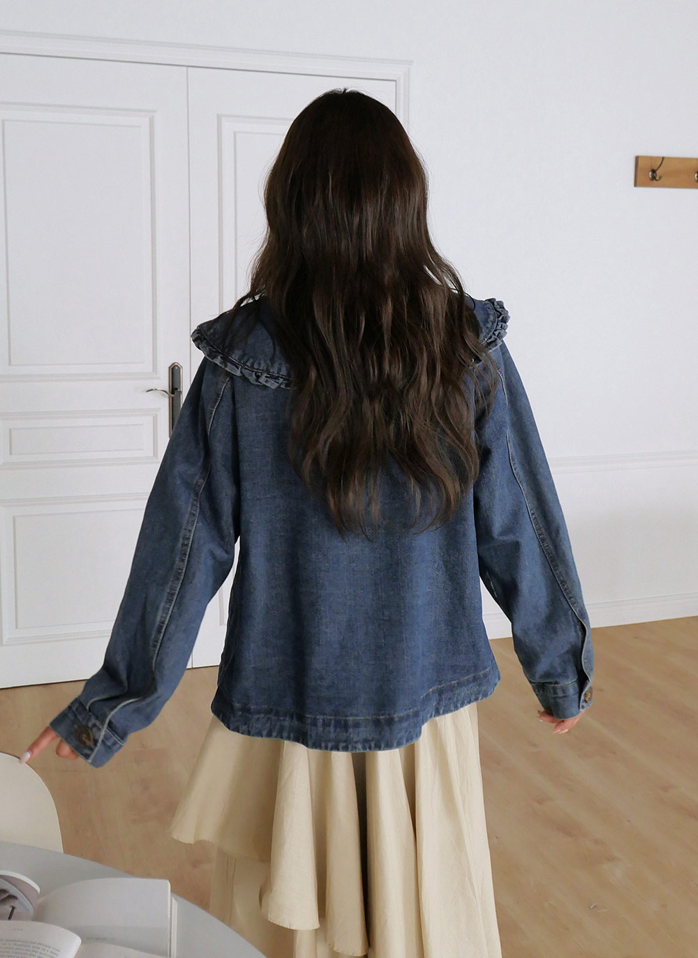 ぷりん　バーバリーブルーレーベル　ダークブルーデニムジャケット フリル付き ぷりん様専用 バーバリーブルーレーベル ダークブルーデニム