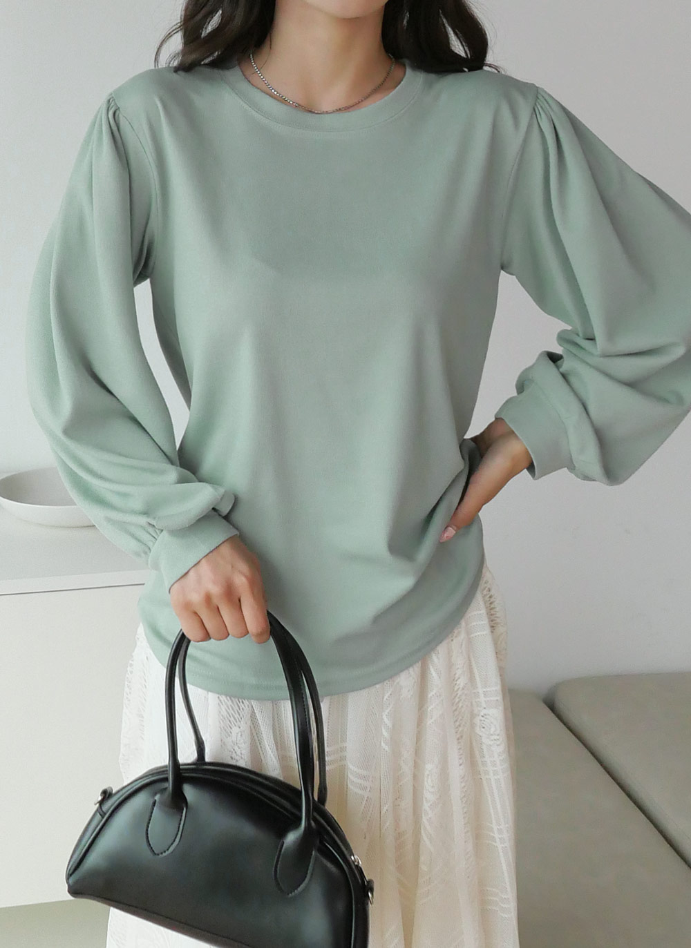 ギャザーパフラウンドTシャツ | DHOLIC | 詳細画像8