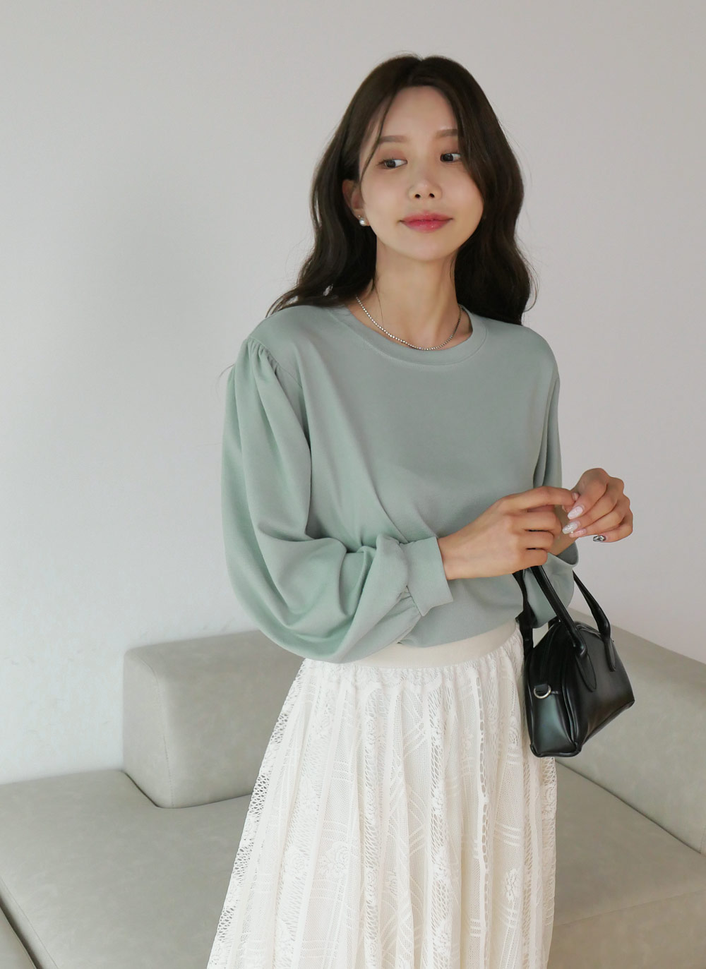 ギャザーパフラウンドTシャツ | DHOLIC | 詳細画像9