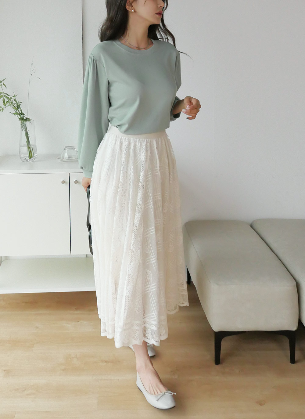 ギャザーパフラウンドTシャツ | DHOLIC | 詳細画像10