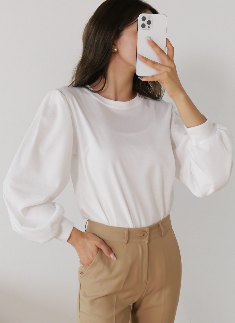 ギャザーパフラウンドTシャツ | DHOLIC | 詳細画像16