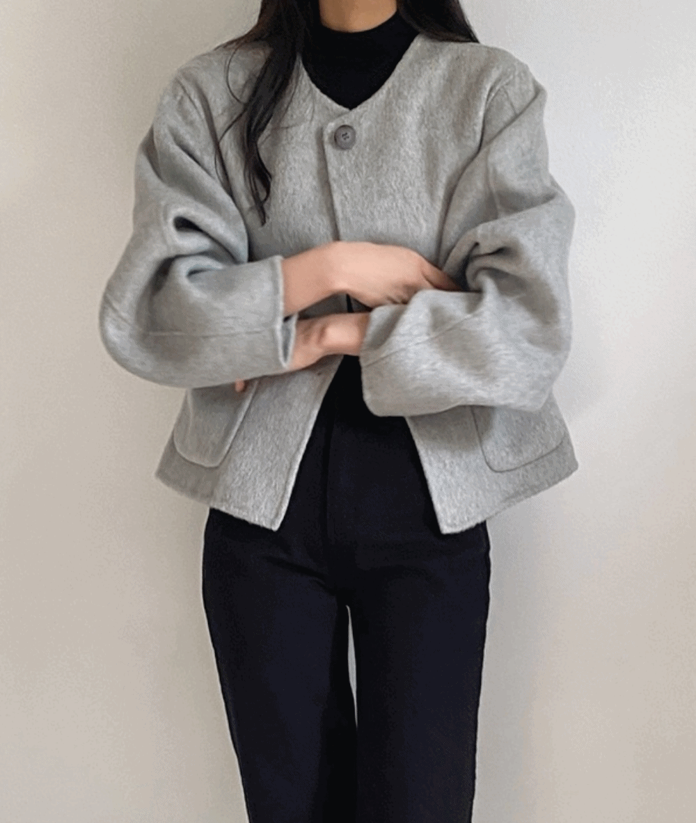 Didot.showroom 【HAND MADE】ノーカラーウールジャケット
