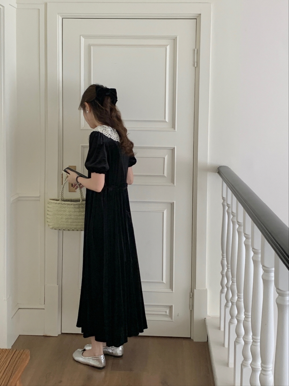 レースネックベロアパフワンピース | レディースファッション通販 - DHOLIC