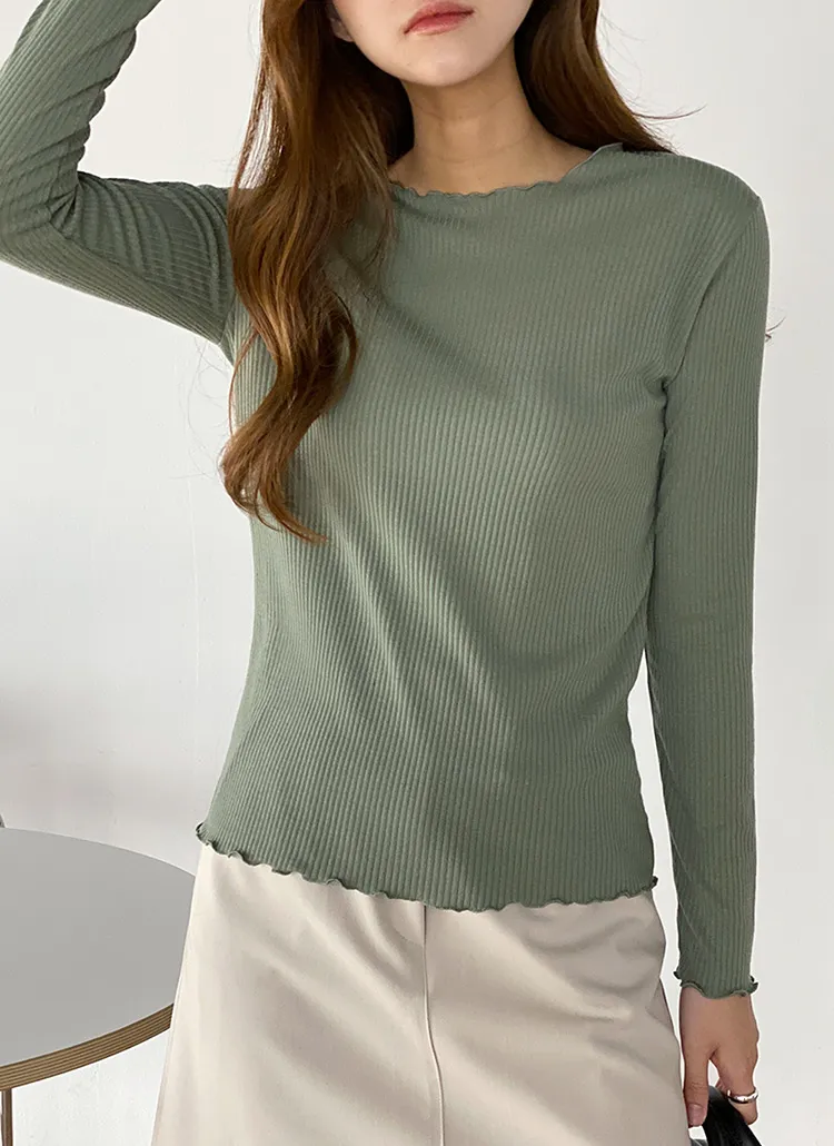 メロウヘムリブ長袖Tシャツ | DHOLIC | 詳細画像1