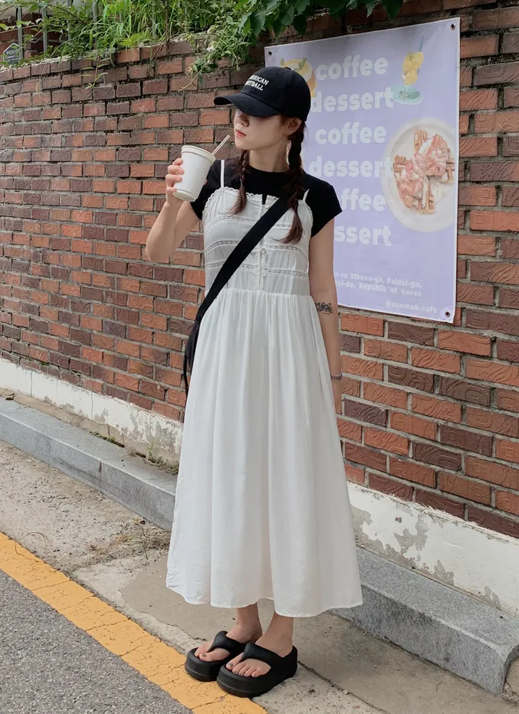 レースポイントボタンビスチェワンピース | レディースファッション 
