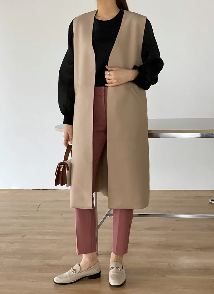 ウール混カットオフオープンロングベスト | DHOLIC | 詳細画像1