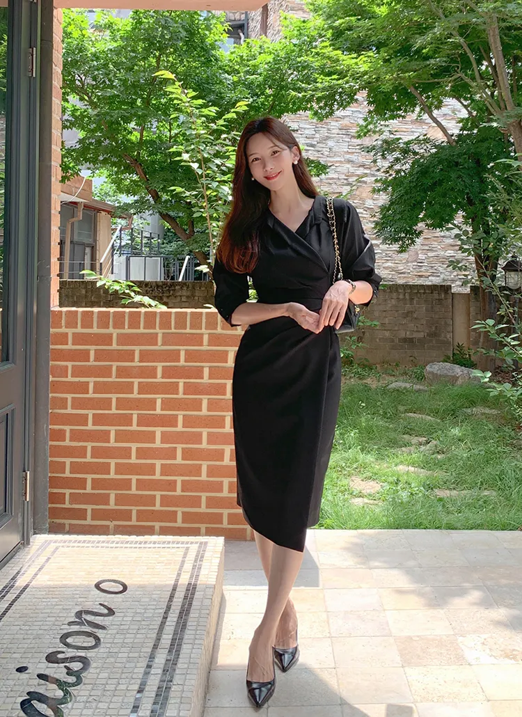 ラップシャーリング7分袖シャツワンピース | baddiary | 詳細画像1