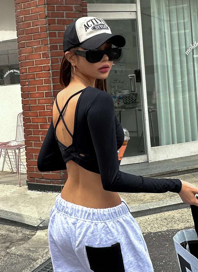 バックカットクロス長袖Tシャツ | abefit | 詳細画像1